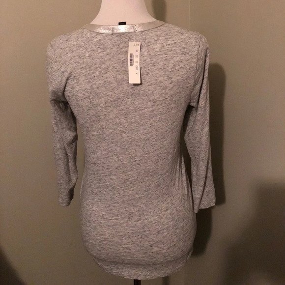 NWT J Crew Metallic Leather Trim Tee - Picture 4 of 7